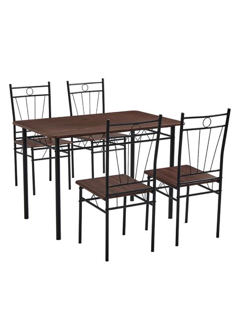 Juego de comedor 4P Verona Negro 74x70x110 cm-0