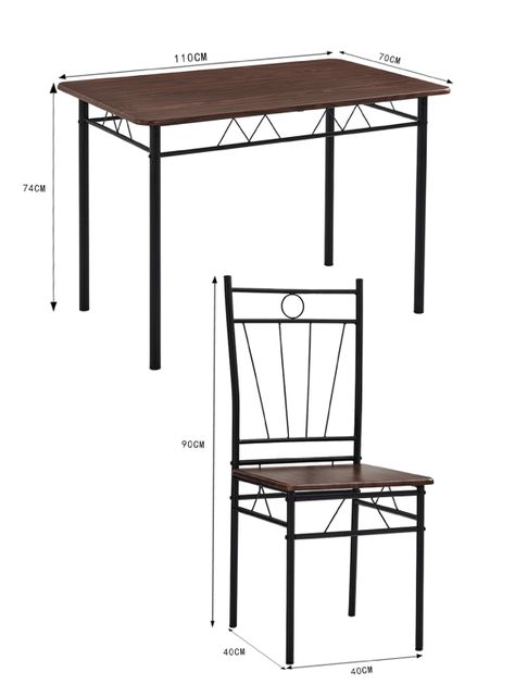 Juego de comedor 4P Verona Negro 74x70x110 cm-2