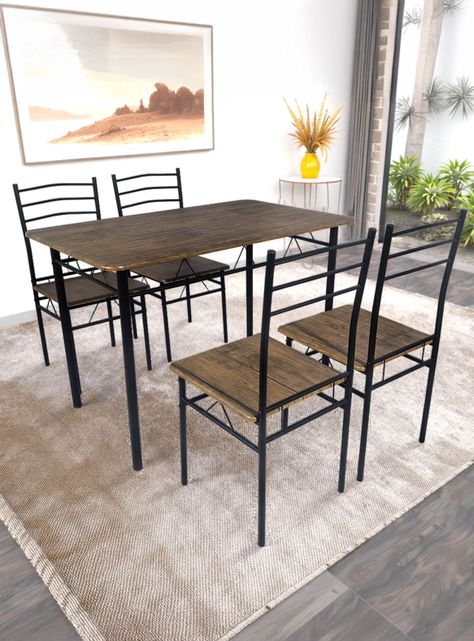 Juego de comedor 4P Capri Negro 74x70x110 cm-1