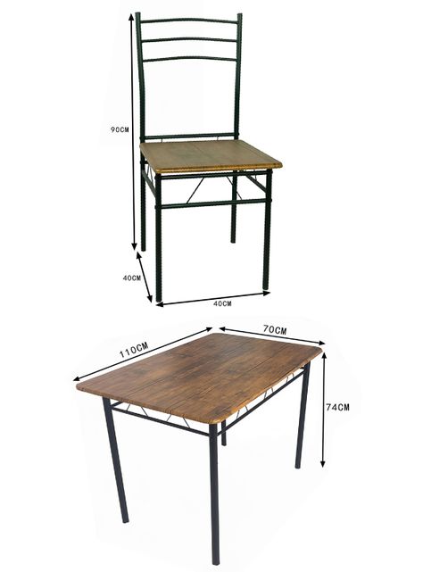 Juego de comedor 4P Capri Negro 74x70x110 cm-2