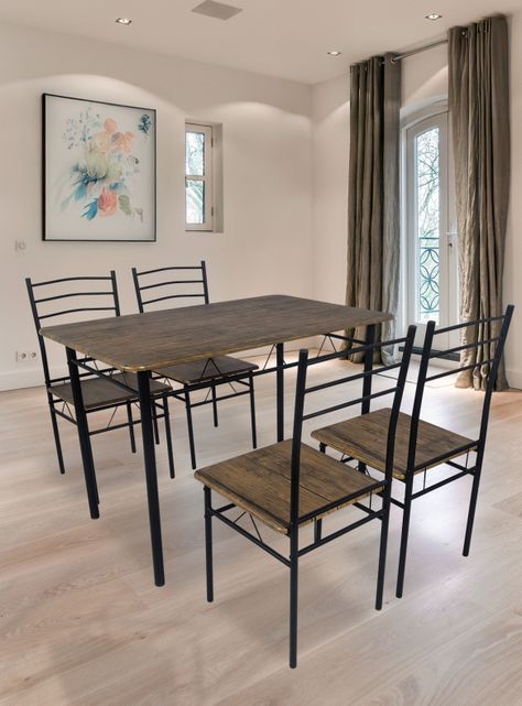 Juego de comedor 4P Capri Negro 74x70x110 cm-5