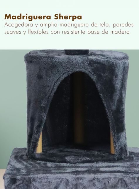 Torre Rascador Gatos Con hamaca 145cm Gris Oscuro-4