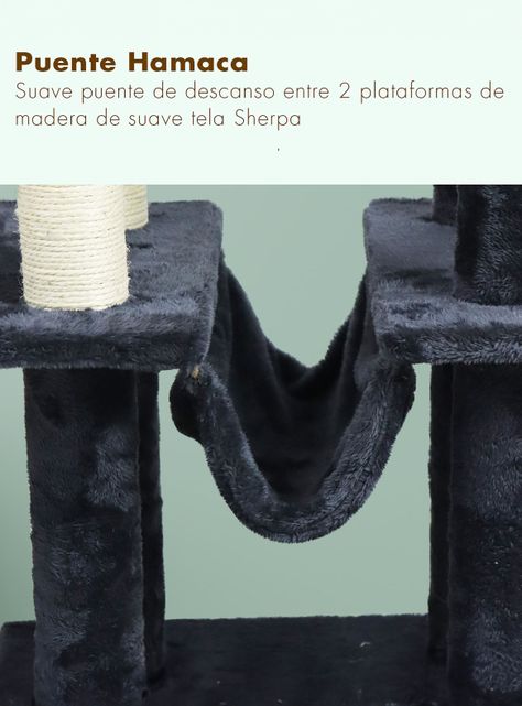 Torre Rascador Gatos Con hamaca 145cm Gris Oscuro-5
