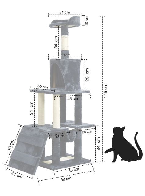 Torre Rascador Gatos Con hamaca 145cm Gris Oscuro-6