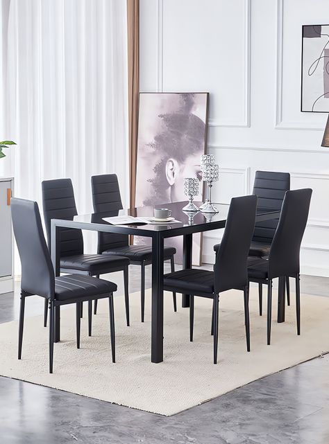 Mesa de Comedor Vidrio Negro-5