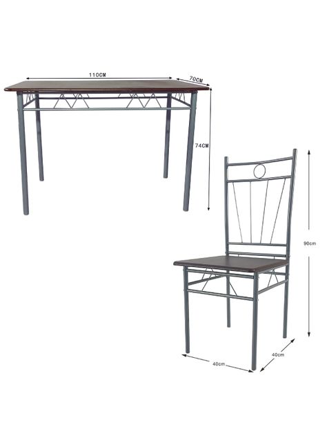 Juego de comedor 4P Verona Silver 74x70x110 cm-2