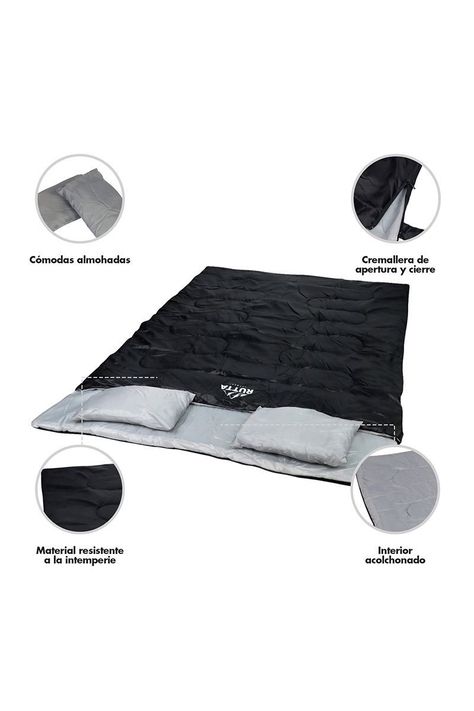 Saco De Dormir 2 Personas 300 Grs Negro-3
