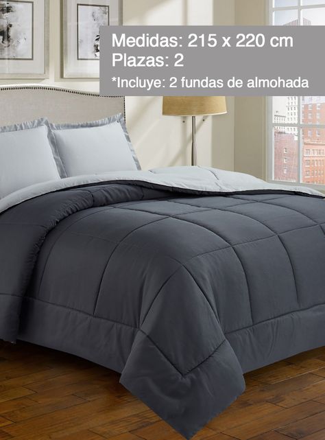 Plumón Reversible Marnie 2 Plazas Gris-1