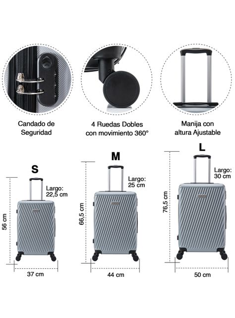 Set de Maletas Rígidas  MILAN S-M-L  Gris-2