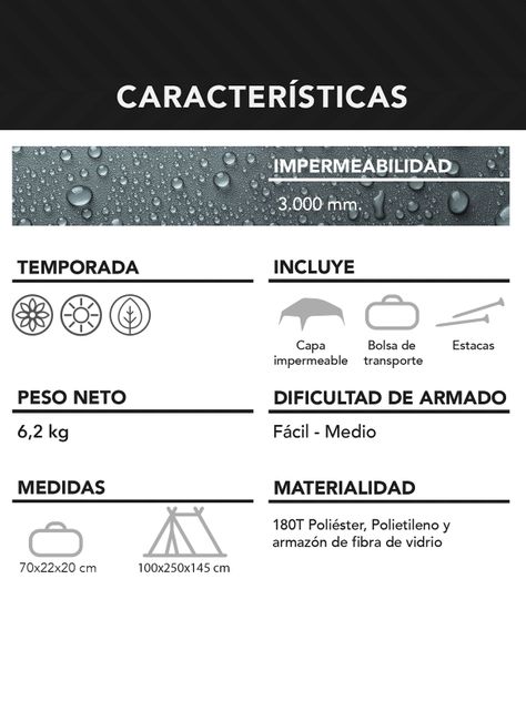 Carpa 6 Personas Camping Outdoor Gris-7