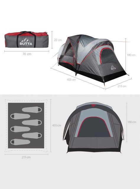 Carpa 6 Personas Camping Outdoor Gris-6
