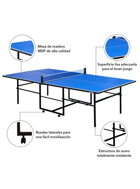 Mesa de Ping Pong Plegable Azul-3