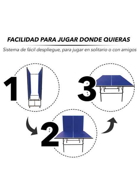 Mesa de Ping Pong Plegable Azul-4