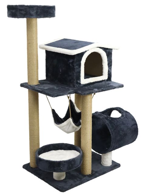 Gimnasio Rascador Gatos con hamaca 126cm Gris Oscuro-0