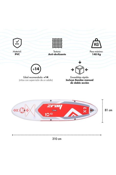 Stand Up Paddle 330x81x15 cm Rojo-2