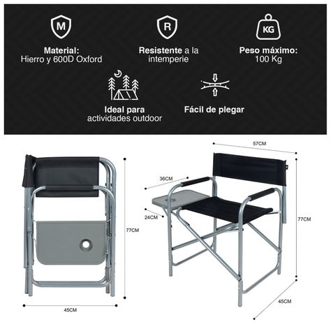 Silla con Bandeja Plegable Negro-2