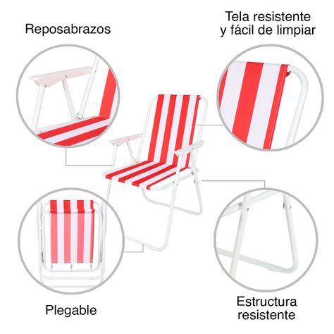 Silla Plegable con Reposabrazos Multicolor-3
