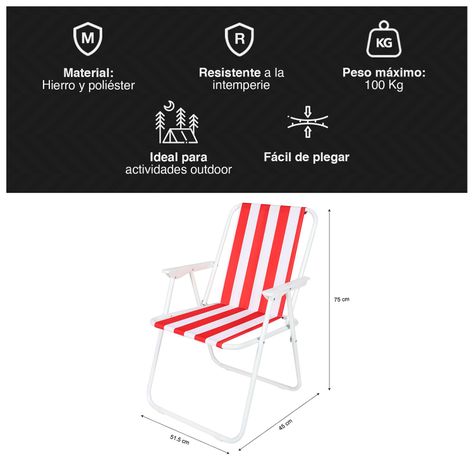 Silla Plegable con Reposabrazos Multicolor-2