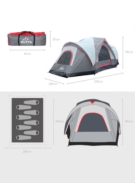 Carpa 8 Personas Camping Outdoor Gris-6