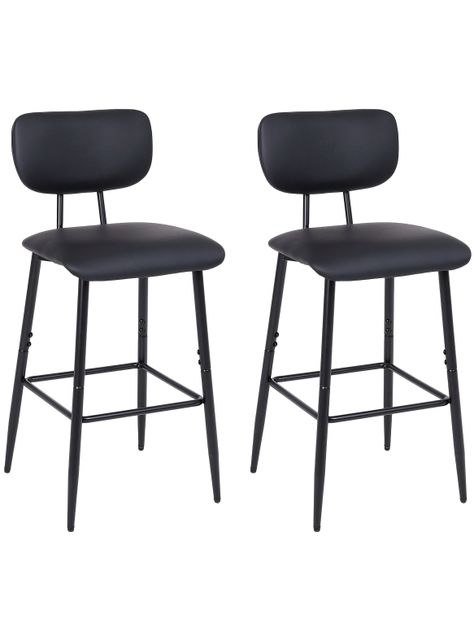 Pack 2 Pisos de Bar de Cocina Mid-Century con Respaldo Negro-0