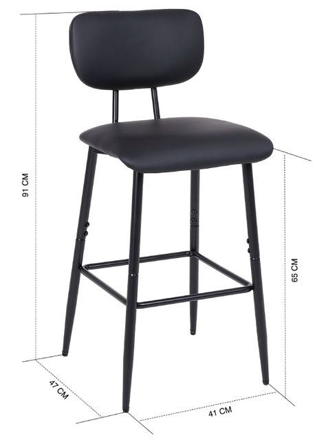 Pack 2 Pisos de Bar de Cocina Mid-Century con Respaldo Negro-7