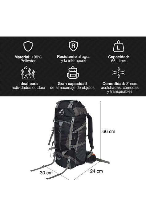 MOCHILA CAMPING 65L NEGRO-2