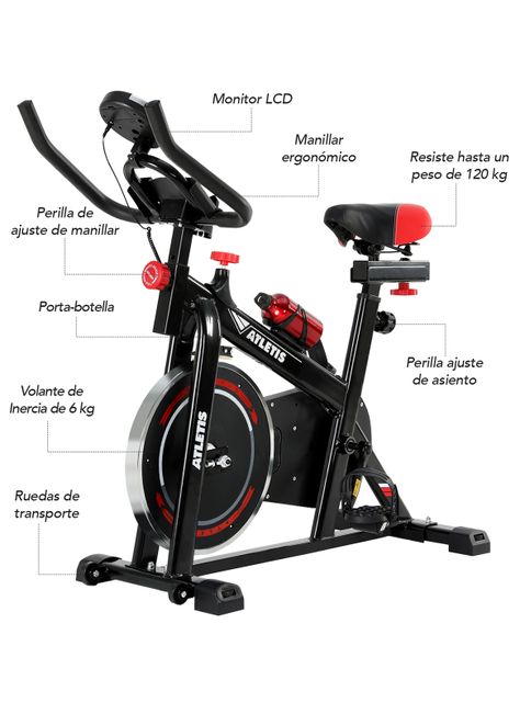 Bicicleta Spinning K300 Pro con Volante Inercia 6 kg Rojo-1