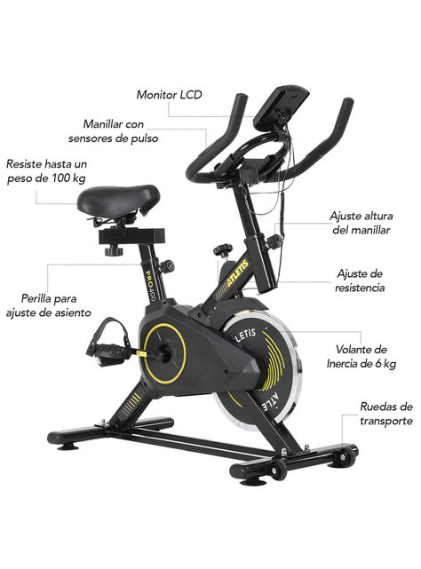 Bicicleta Spinning Atletis Pro 400 Amarillo 6 Kg-1