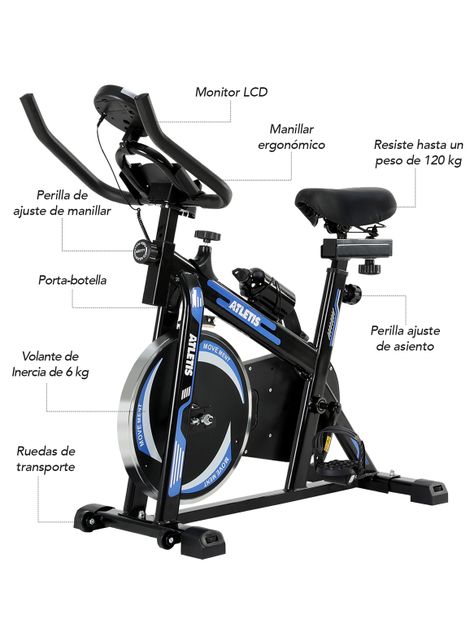 Bicicleta Spinning K300 Pro con Volante Inercia 6 kg Azul-1