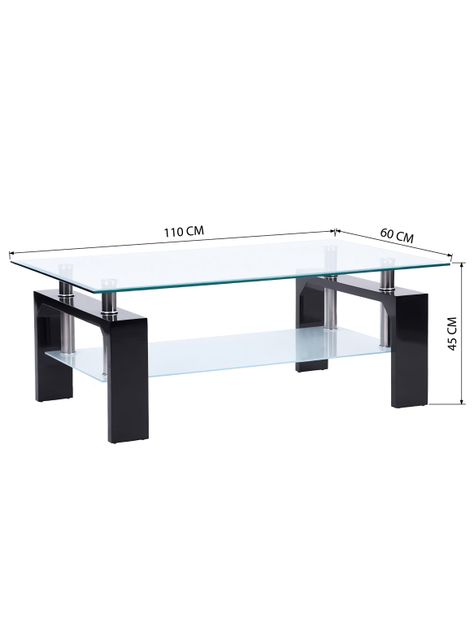Mesa De Centro De Mdf Y Vidrio 45x60x110 cm Negro-2