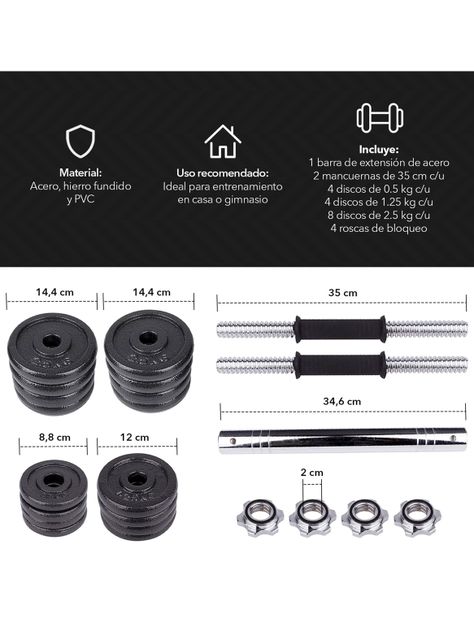 Set Barra Mancuernas Atletis Metal 30Kg Negro-2