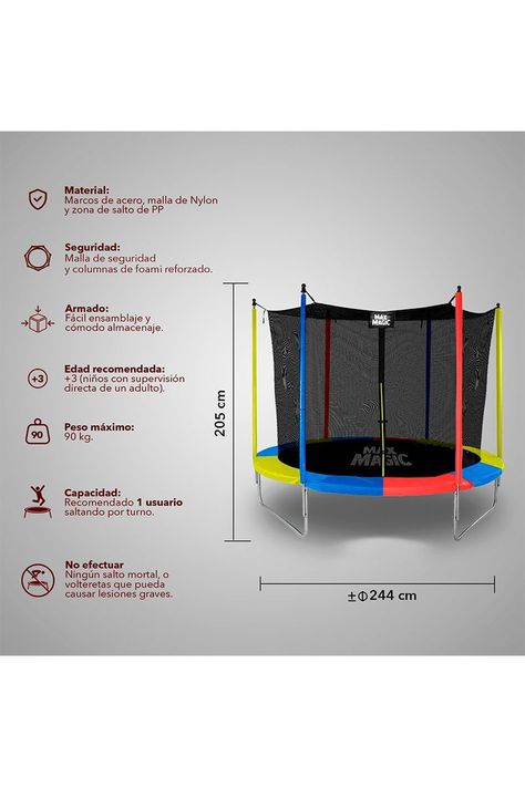 Cama Elástica 244 cm (8 Ft) Único Color-2