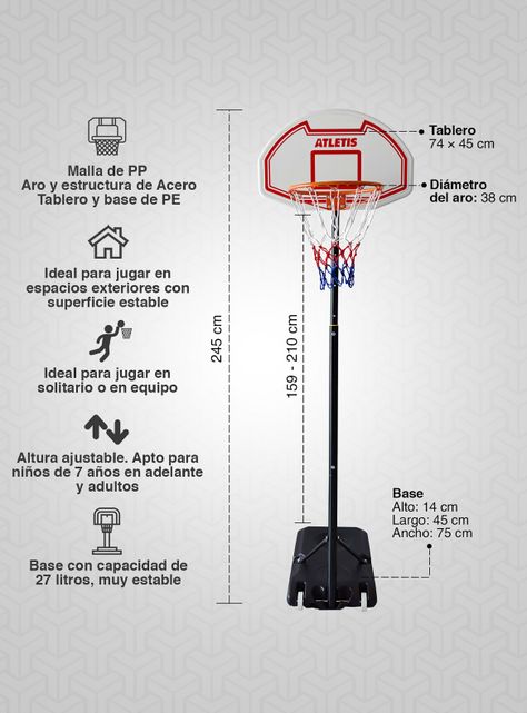 Aro de Basquetball Street 2M Ajustable Rojo-1