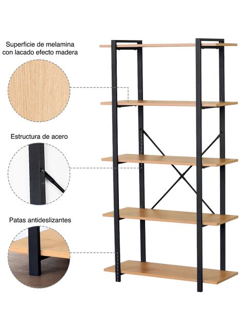 Estante 5 Niveles 80X34X150 cm Industrial-4