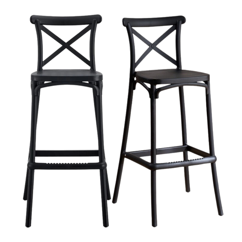 Pack 2 Taburetes Crossback Negro 66 cm| Diseño Moderno y Cómodo-0