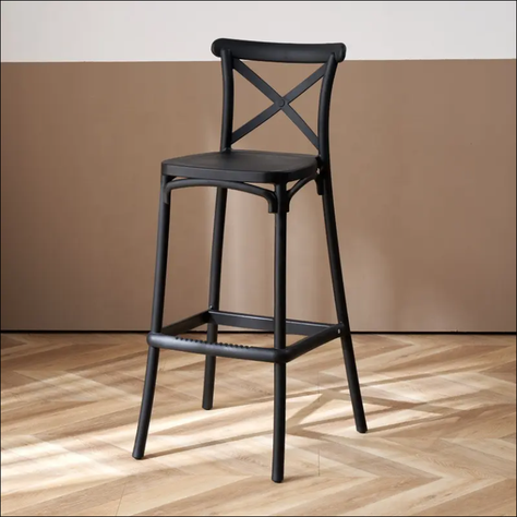 Pack 2 Taburetes Crossback Negro 66 cm| Diseño Moderno y Cómodo-1