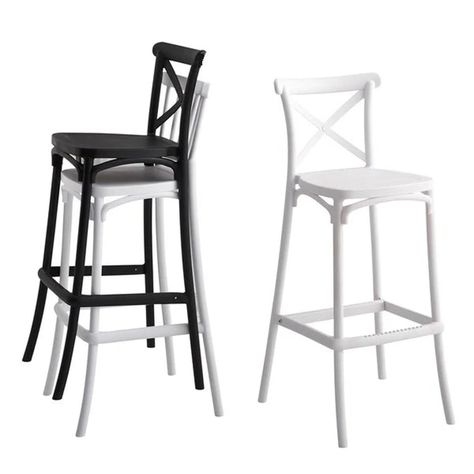 Pack 2 Taburetes Crossback Negro 66 cm| Diseño Moderno y Cómodo-5