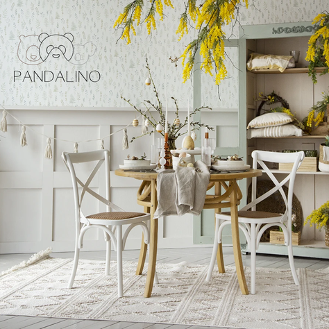 Pack 4 Silla Crossback Blanca | Madera Ratán | Diseño Clásico-1