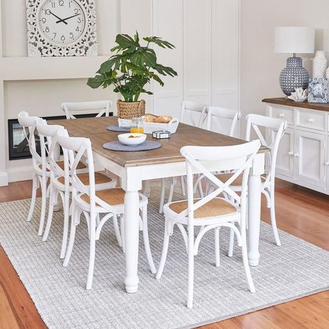 Pack 4 Silla Crossback Blanca | Madera Ratán | Diseño Clásico-3