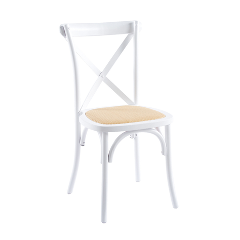 Pack 4 Silla Crossback Blanca | Madera Ratán | Diseño Clásico-4