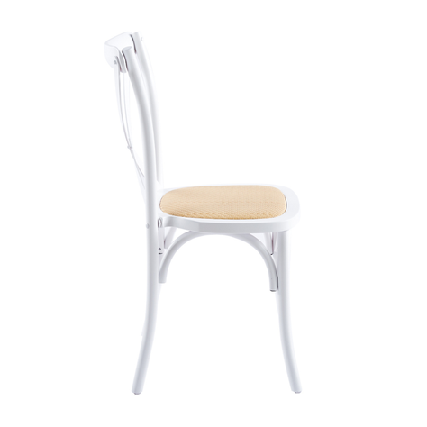 Pack 4 Silla Crossback Blanca | Madera Ratán | Diseño Clásico-5
