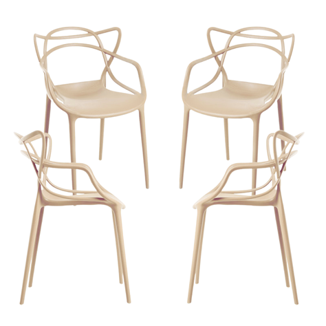 Pack 4 Sillas Beige Masters | Ideal Terraza y Interior-0
