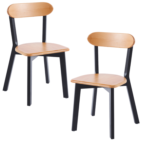 Pack 2 Silla Fresno |Diseño Natural & Negro| Moderna y Duradera-0