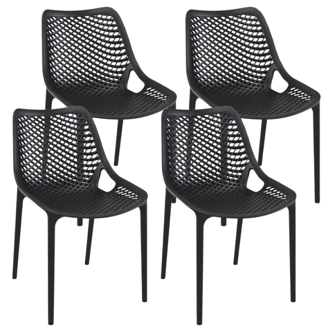 Pack 4 Sillas Bardo Negras| Resistente para Interior y Exterior-0