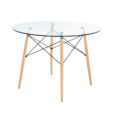 Mesa de Vidrio Redonda Elida 100cm - Diseño Clásico y Resistente-0
