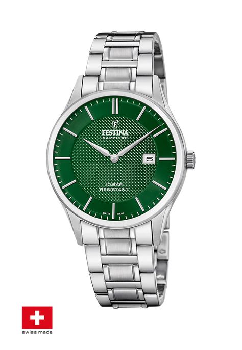 Reloj F20067/5 Festina Swiss Verde Hombre Acero Clásico-1