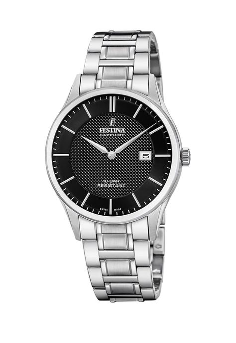 Reloj F20067/6 Festina Swiss Negro Hombre Acero Clásico-0