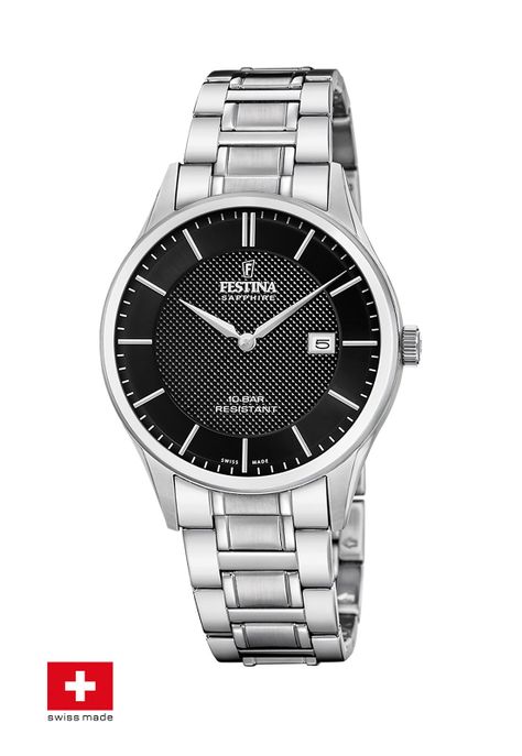 Reloj F20067/6 Festina Swiss Negro Hombre Acero Clásico-1