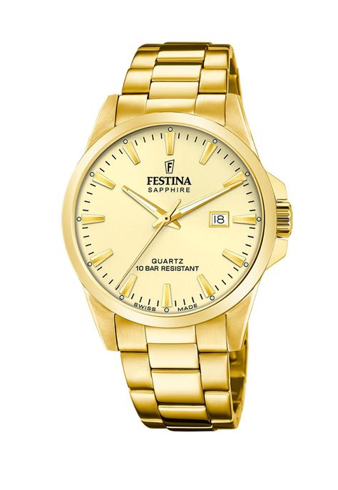 Reloj F20044/4 Festina Swiss Dorado Hombre Acero Clásico-0