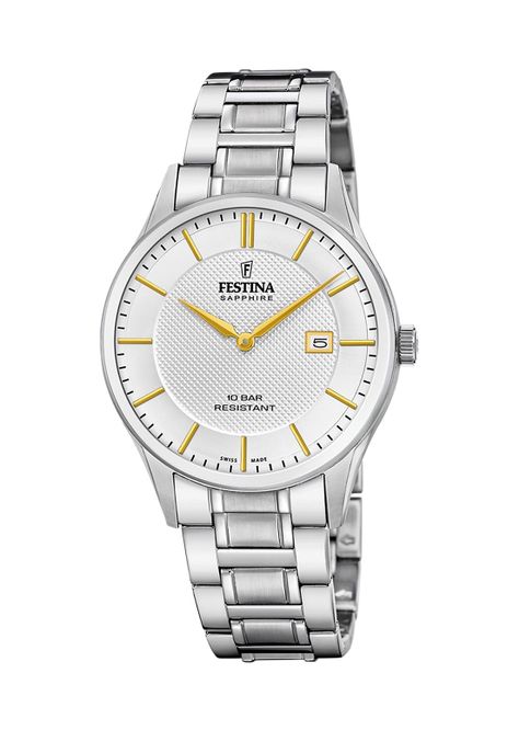 Reloj F20067/2 Festina Swiss Plata Hombre Acero Clásico-0